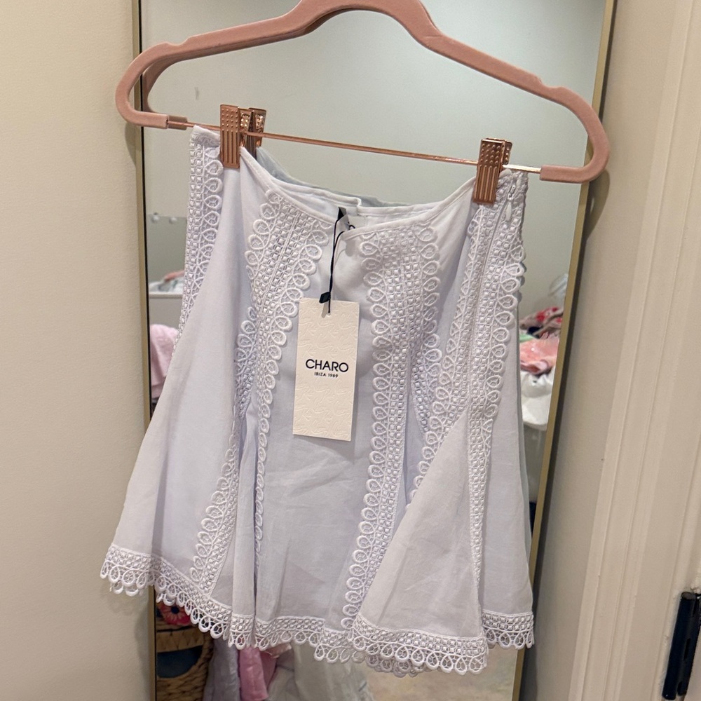 Charo Ruiz Ivory Lace Detail Skirt
